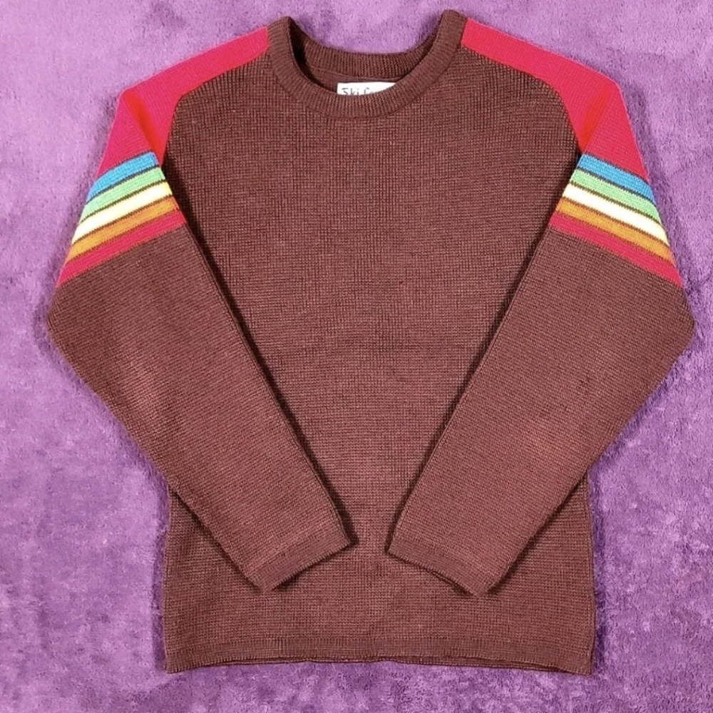 RARE Ski Country Colorado Knitting Mills 100% Wool Sweater Size XS/Small Vintage